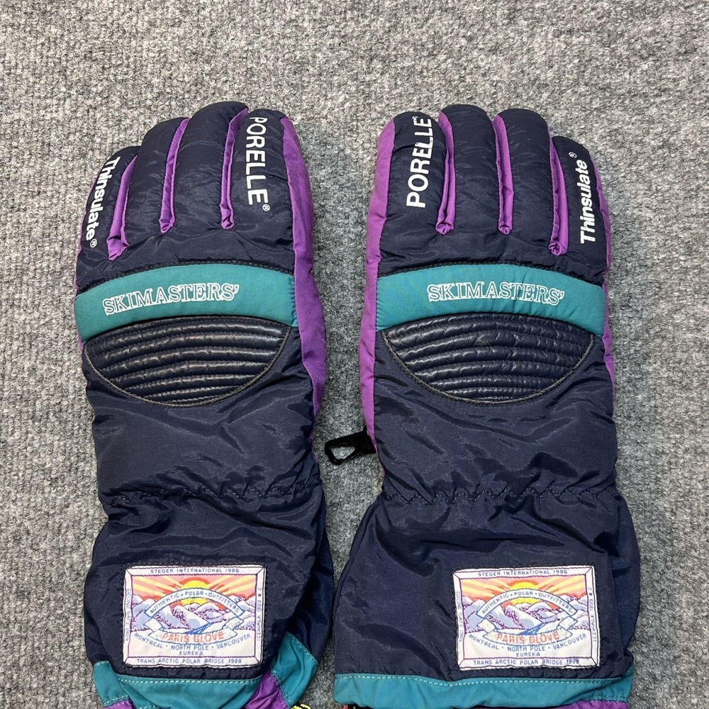 Vintage Paris Gloves Mens Large Multicolor Ski Snow Porelle Thinsulate Winter
